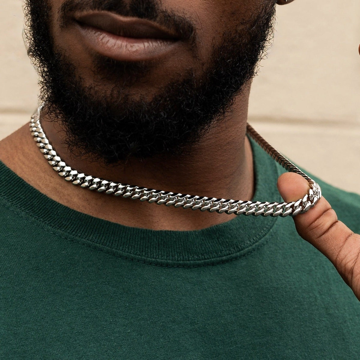 GLD Miami Cuban Link Chain in White Gold- 8mm