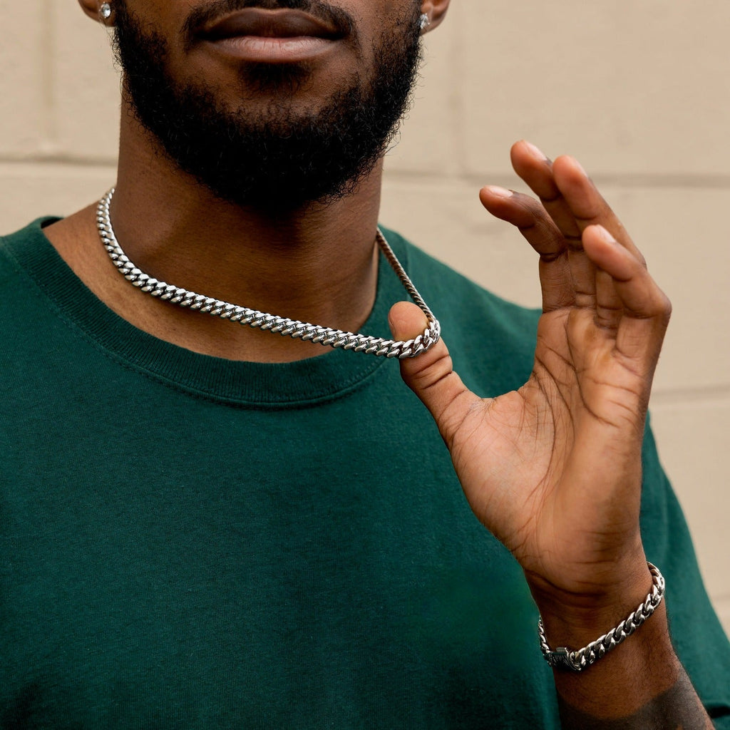 GLD Miami Cuban Link Chain in White Gold- 8mm