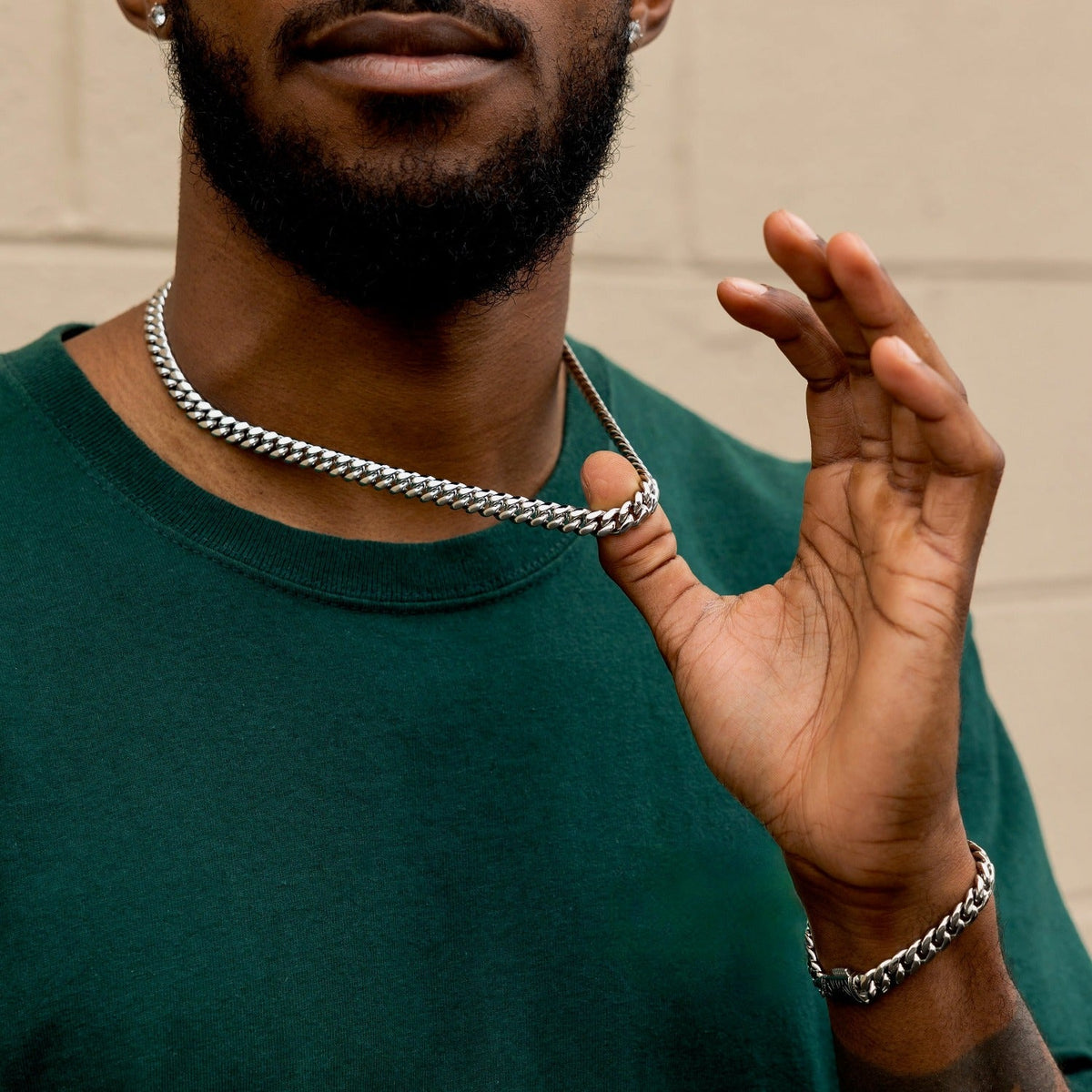 GLD Miami Cuban Link Chain in White Gold- 8mm