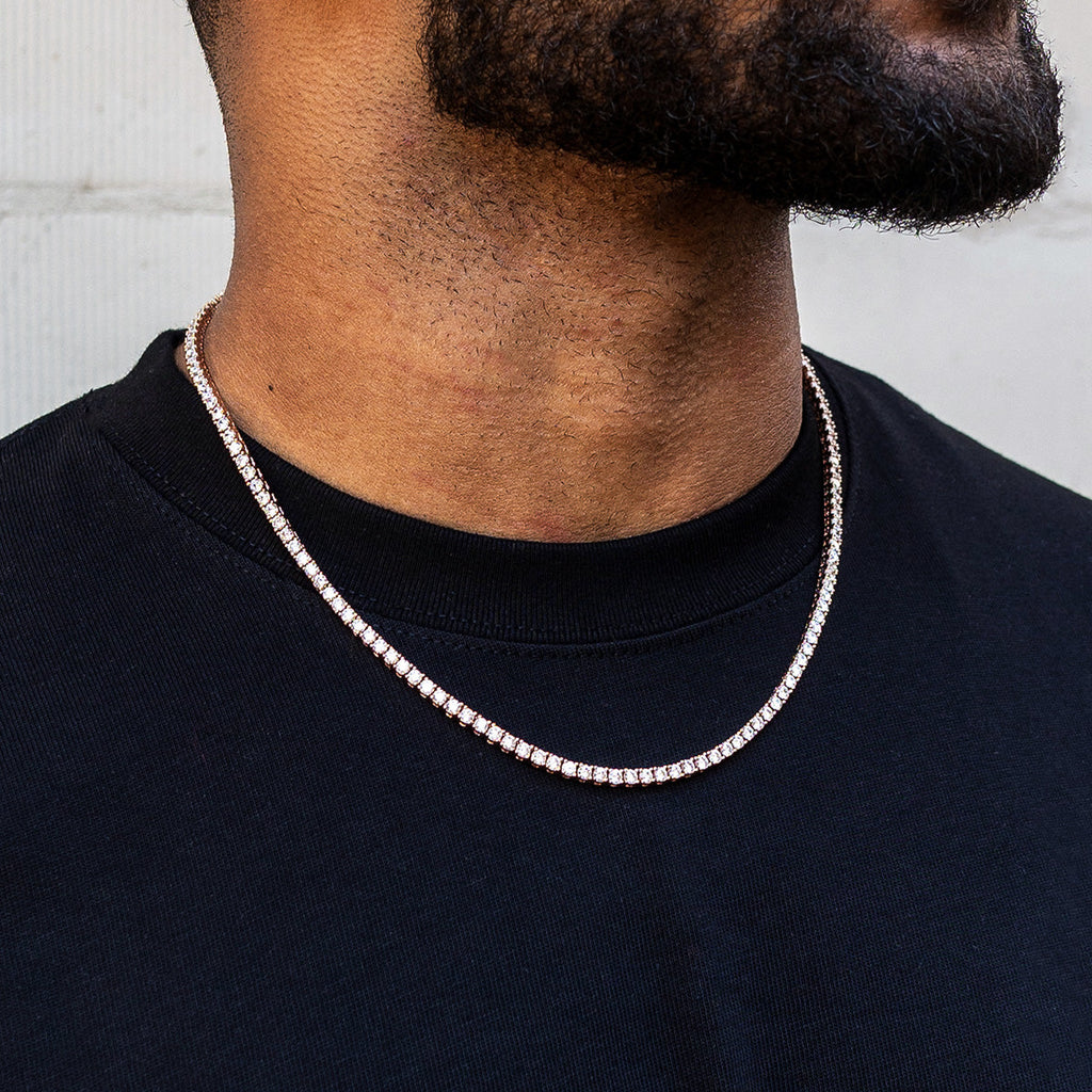 GLD Diamond Tennis Necklace in Rose Gold- 3mm