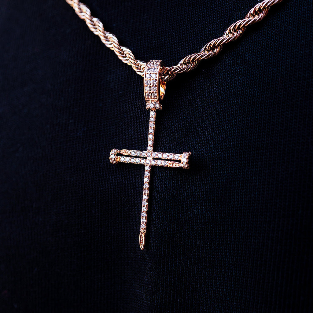 Rose Gold Nail Cross