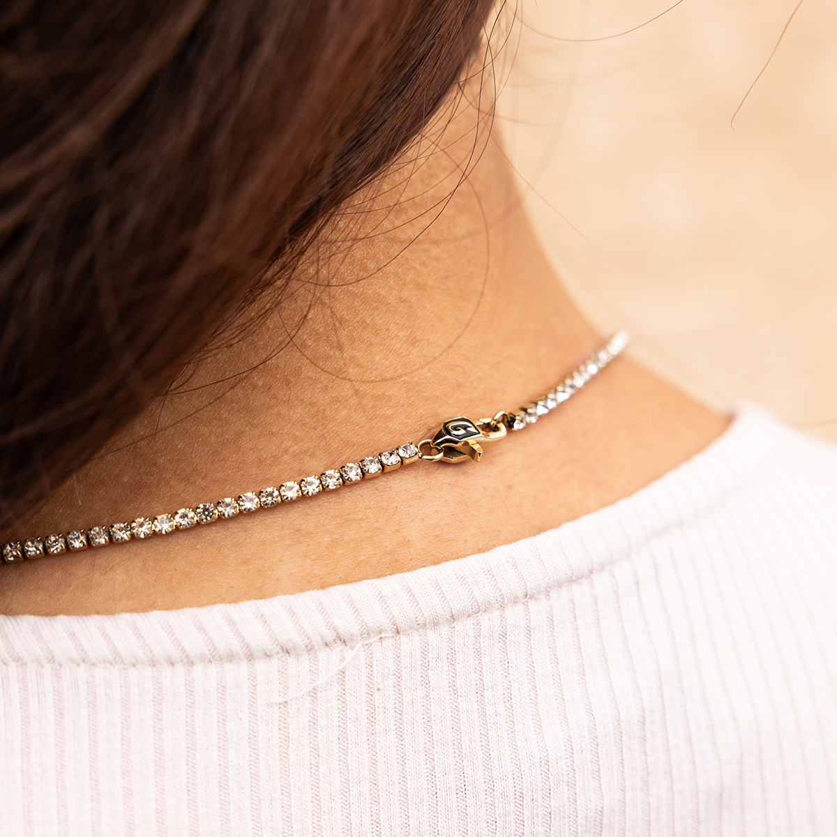 Micro Tennis Necklace in Yellow Gold