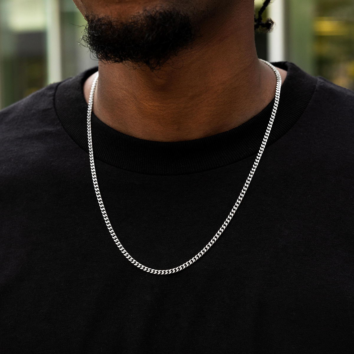 GLD Micro Cuban Chain in White Gold- 3mm