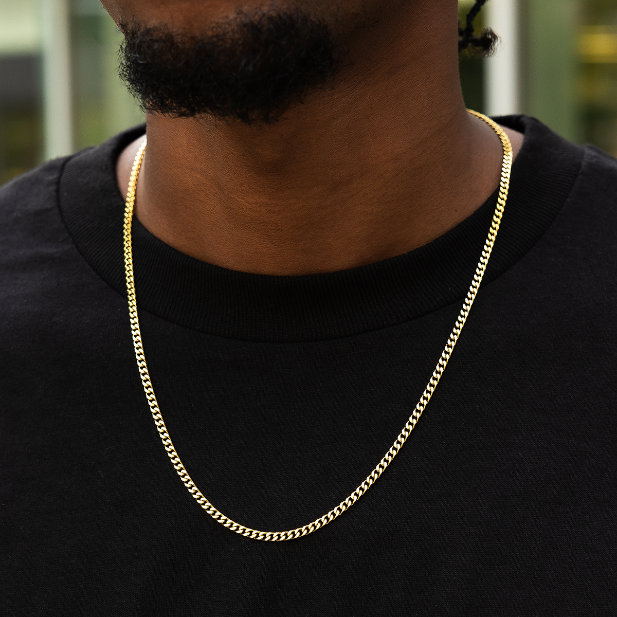 GLD Micro Cuban Chain in Yellow Gold- 3mm