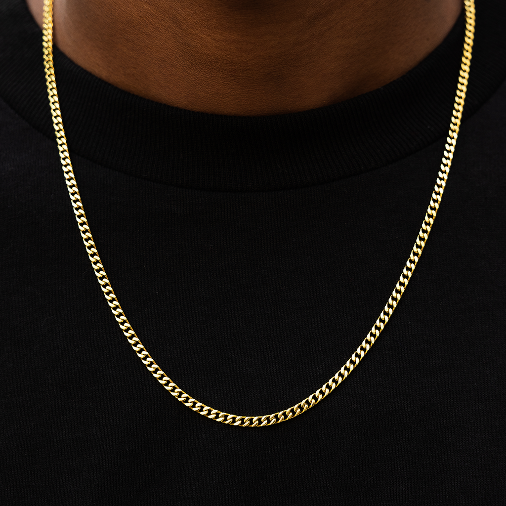 Micro Cuban Chain in Yellow Gold- 3mm