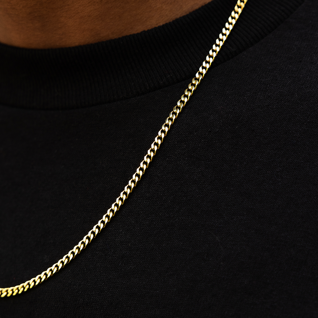 Micro Cuban Chain in Yellow Gold- 3mm