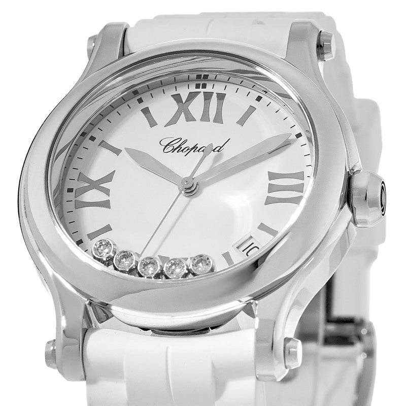 Chopard Happy Sport Medium 36mm Floating Diamond Rubber Strap Women's Watch 278582-3001