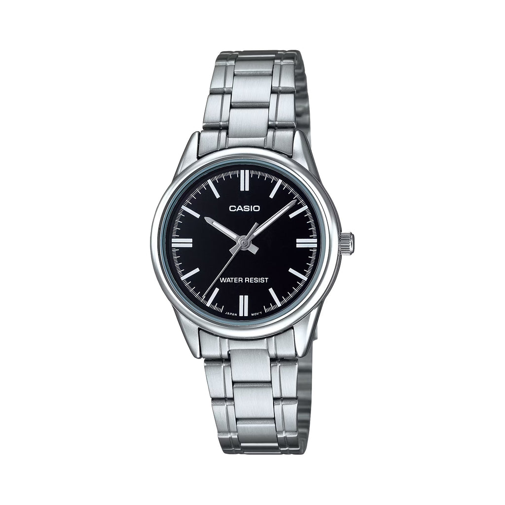 Casio Women’s Silver Stainless Steel Watch with Black Dial - LTP-V005D-1AUDF