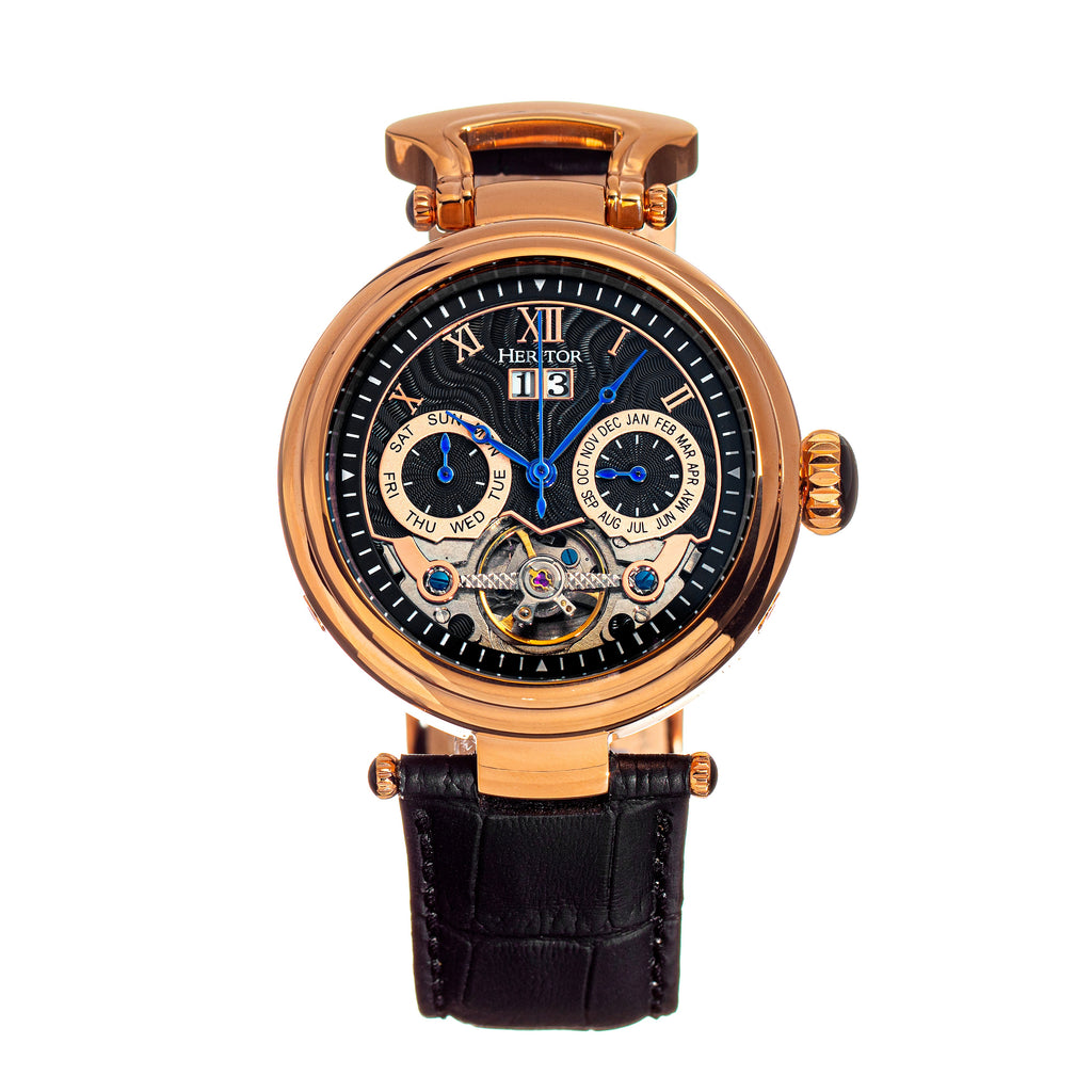 Ganzi Semi-Skeleton Leather-Band Watch