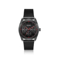 #BRIGHT SPORT Black-plated watch with tonal leather strap