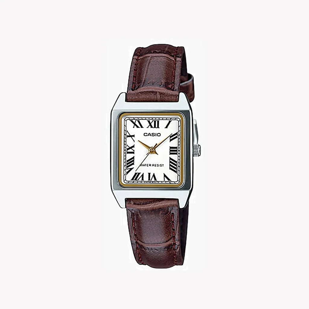 Casio Women's Brown Analog Watch with White Dial - LTP-V007L-7B2UDF