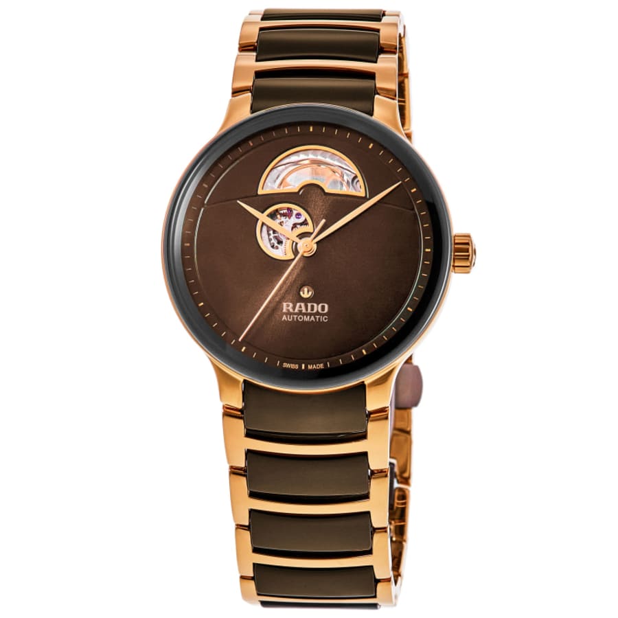 Rado Centrix Automatic Open Heart Brown Dial Two-Tone Ceramic & Stainless Steel Unisex Watch R30013302