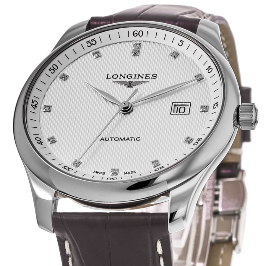 Longines Master Collection Automatic 40mm Silver Diamond Dial Leather Strap Men's Watch L2.793.4.77.3