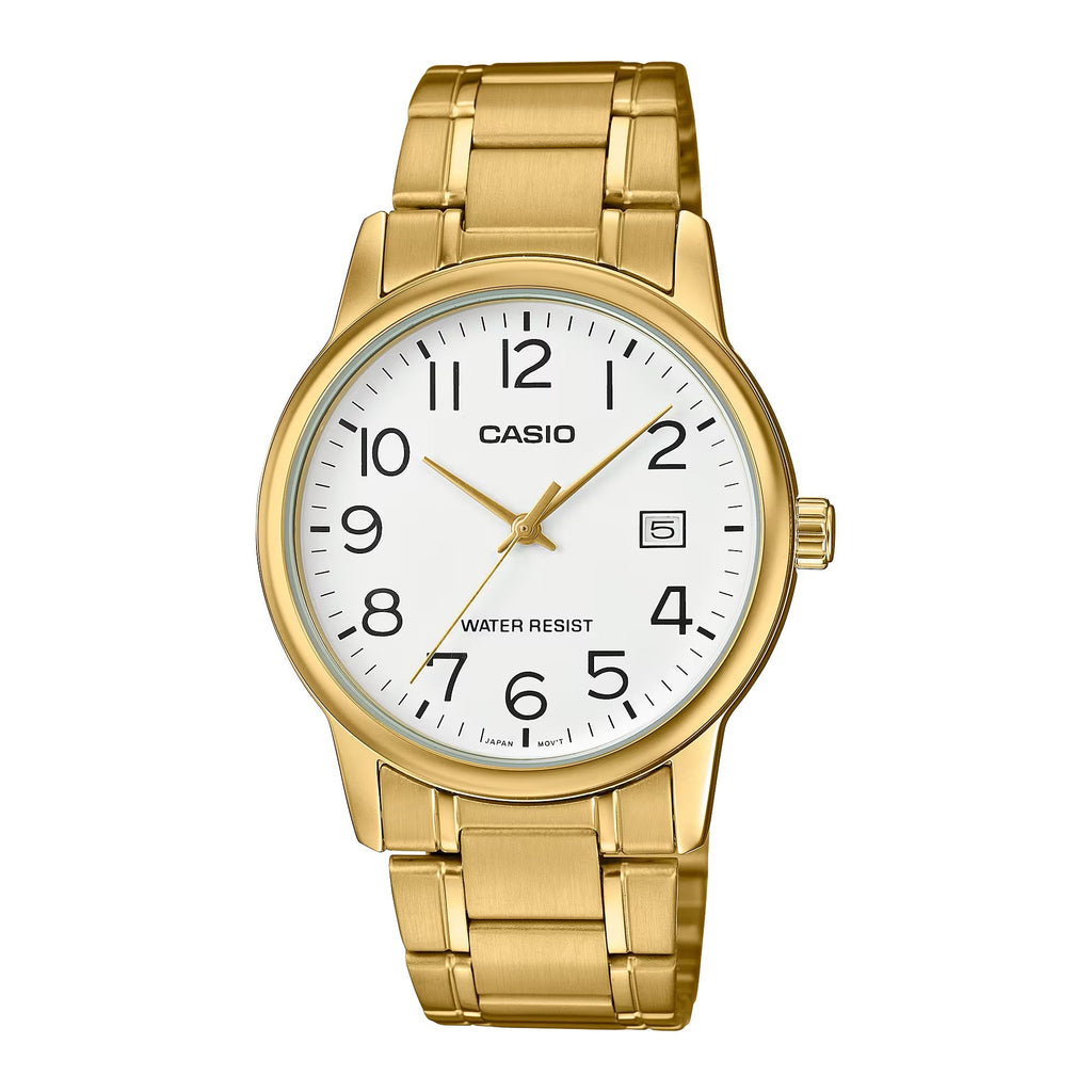 Casio Men’s Gold Stainless Steel Watch with White Dial - MTP-V002G-7B2UDF