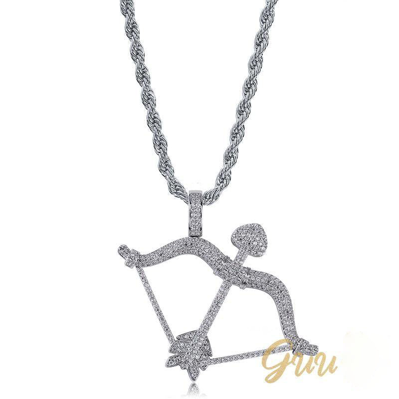 Iced 18K Gold-Plated Micro-inlay AAA CZ Cupid Arrow Necklace