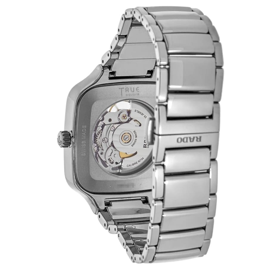 Rado True Square Automatic 38mm Open Heart Sparkling Rhodium Diamond Dial Ceramic Unisex Watch R27083722