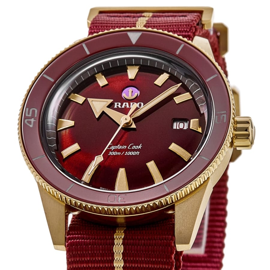 Rado Captain Cook Automatic Bronze Red Dial Fabric Strap Men's Watch R32504407