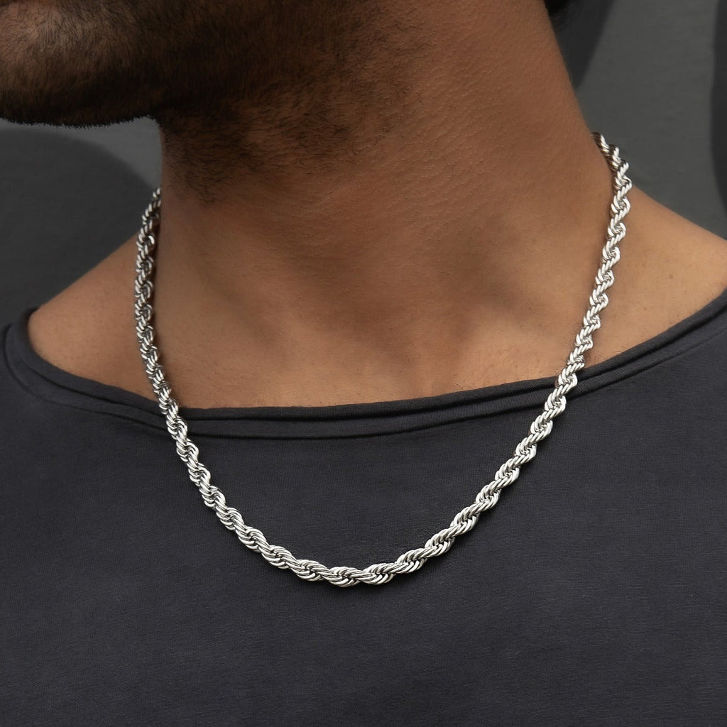 GLD Rope Chain in White Gold- 6mm
