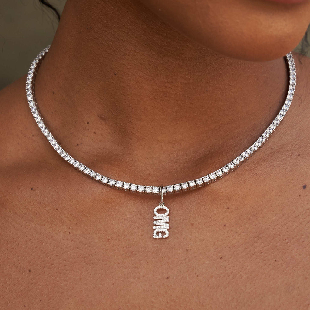 "OMG" Pendant - White Gold