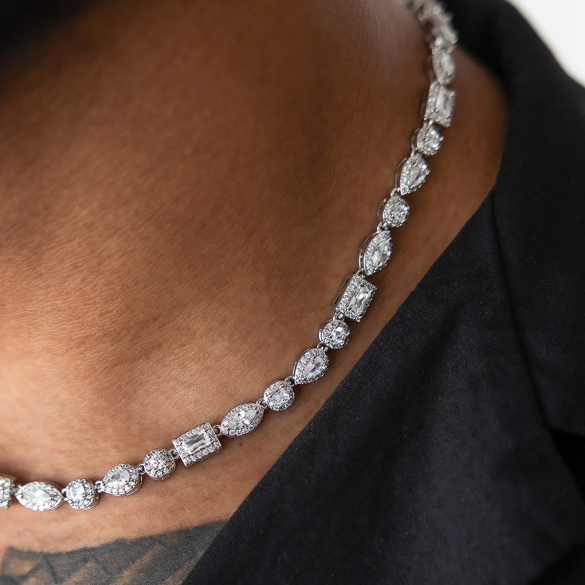 Mixed Diamond Pave Chain in White Gold