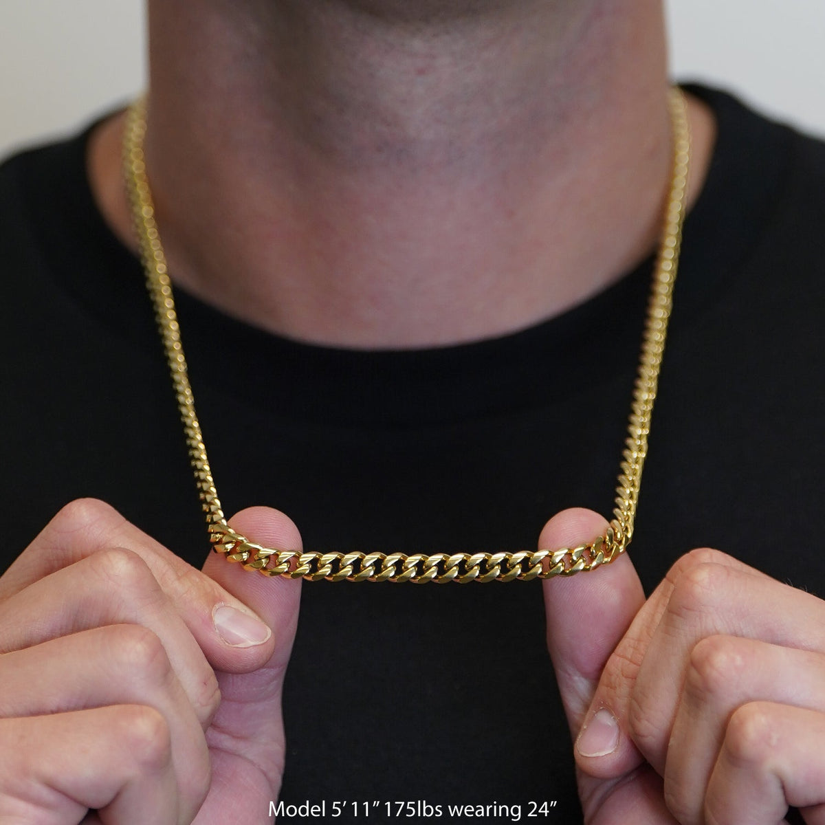 6mm Cuban Link Chain Necklace - 14K Gold Plated Stainless Steel