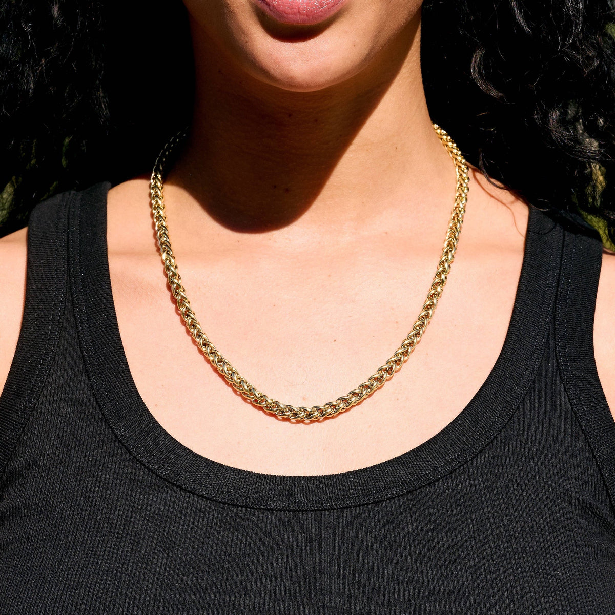 Palm Chain Necklace in Yellow Gold- 6mm