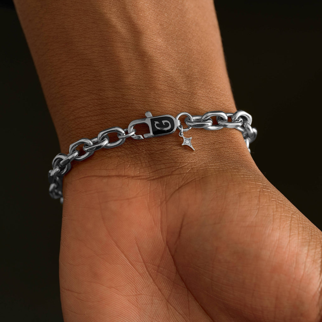 Open Box Chain Bracelet in White Gold - 6mm