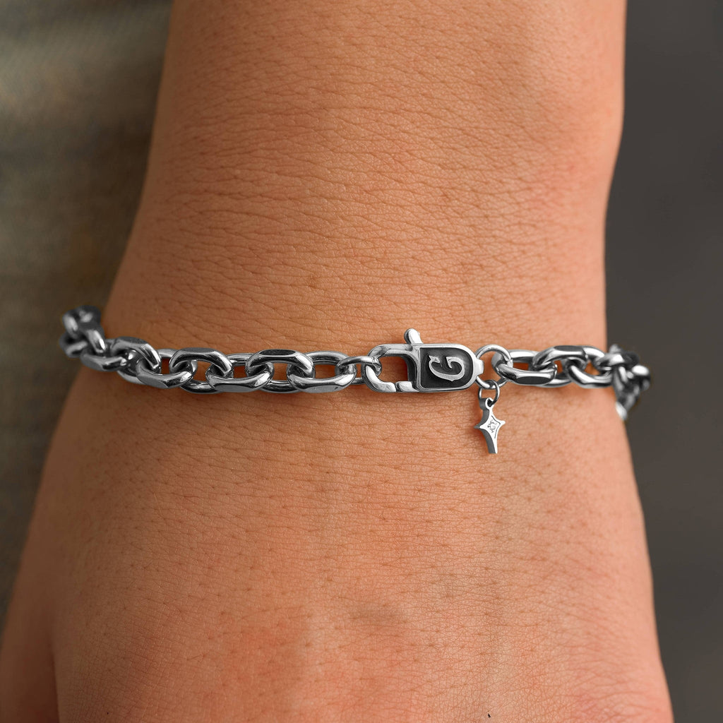 Open Box Chain Bracelet in White Gold - 6mm