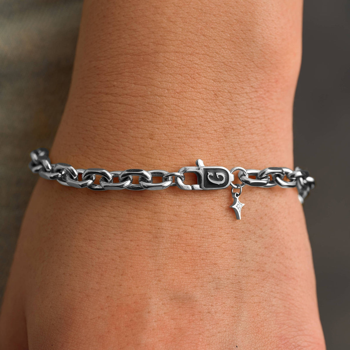 Open Box Chain Bracelet in White Gold - 6mm