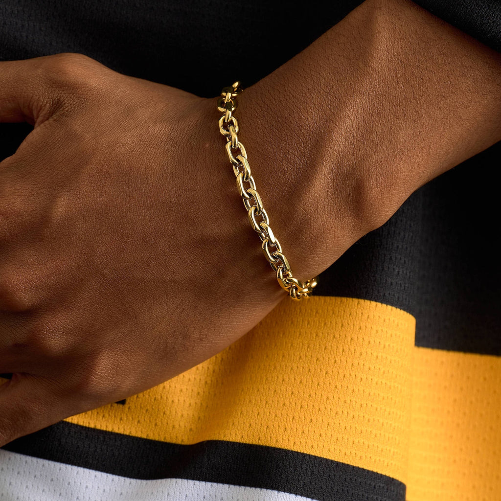 Open Box Chain Bracelet in Yellow Gold - 6mm