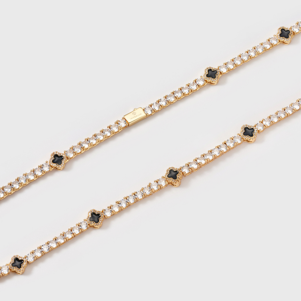 Black Clover Tennis Chain (Gold) - 4mm