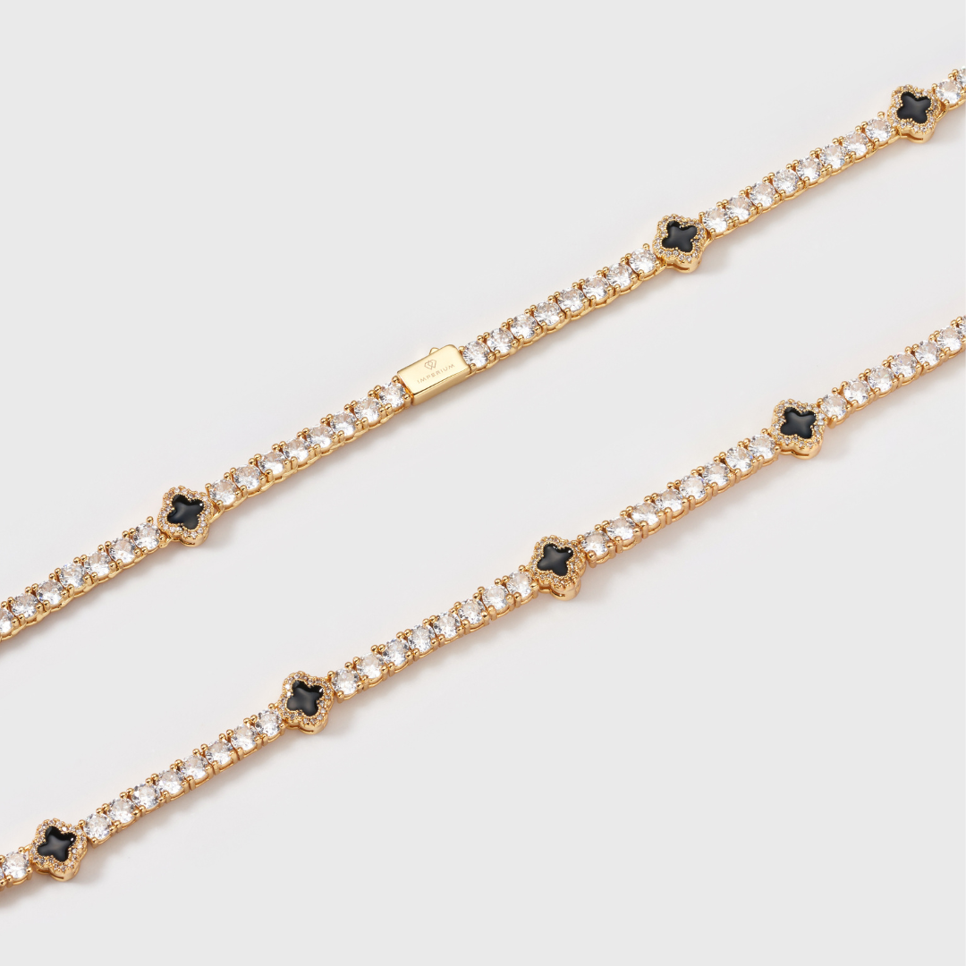 Black Clover Tennis Chain (Gold) - 4mm