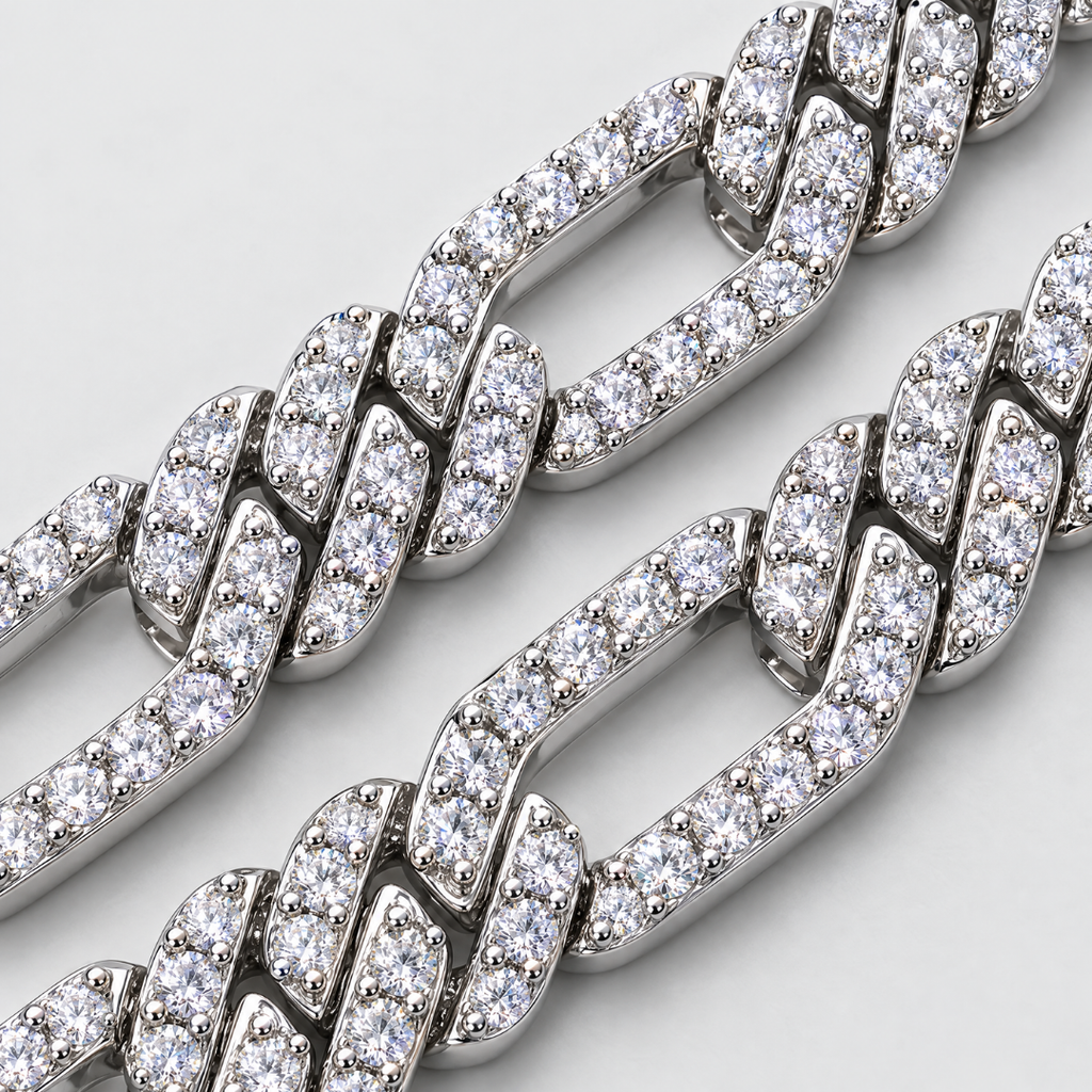 Iced Figaro Chain (Silver) - 7mm