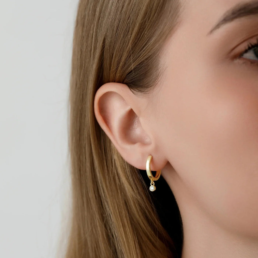 Moissanite Drop Huggie Earrings