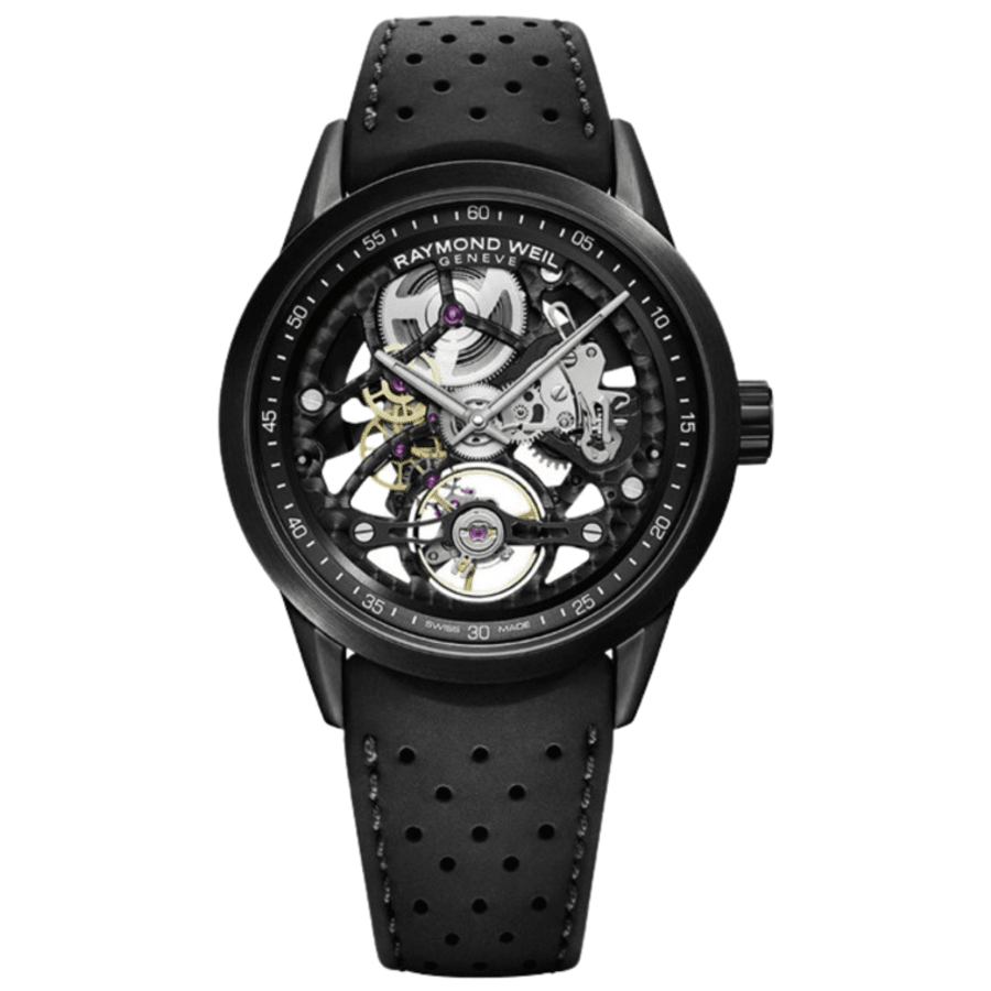 Raymond Weil Freelancer Automatic Skeleton Dial Black Rubber Strap Men's Watch 2785-BKR-20000