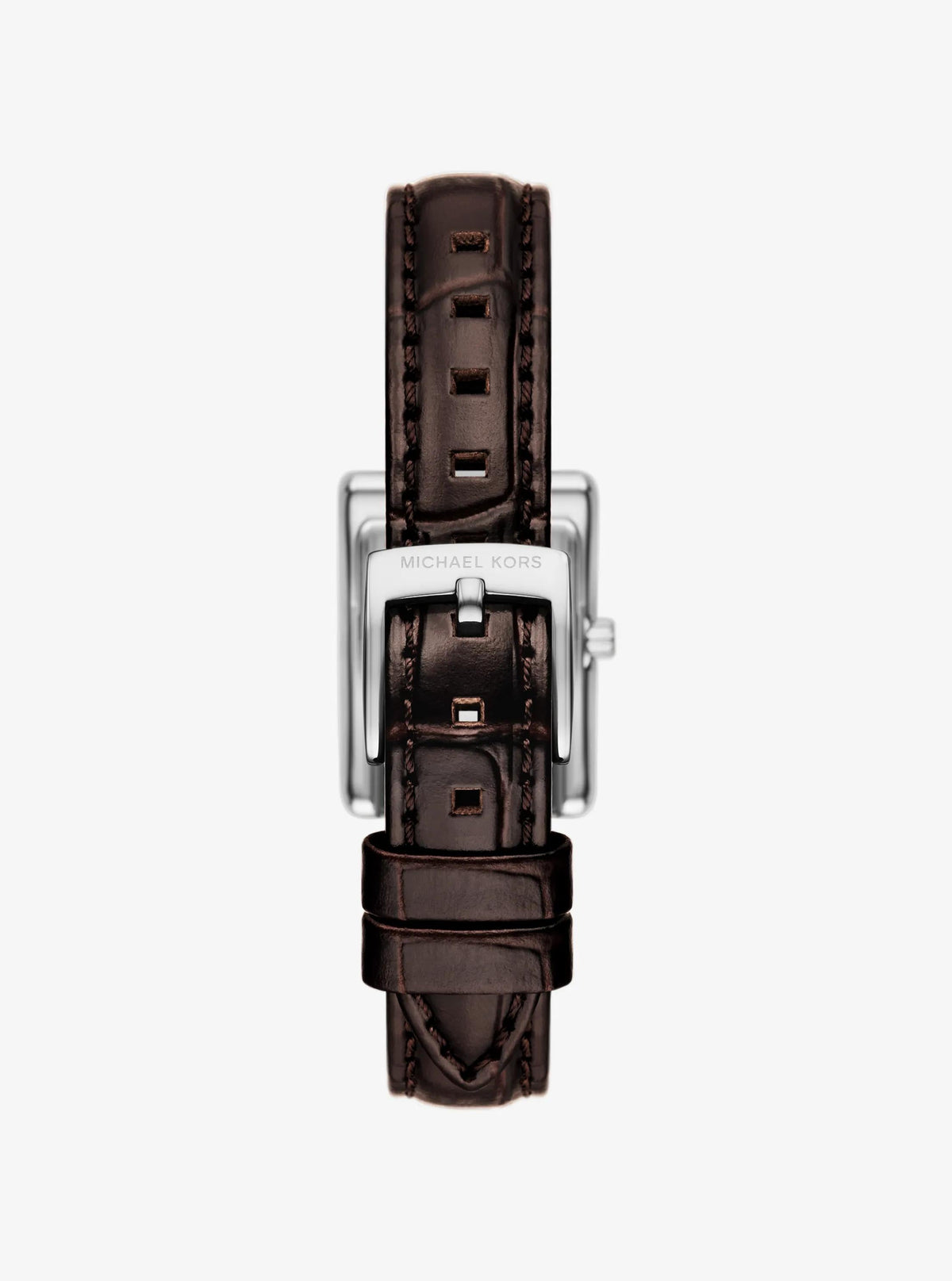 Petite Essex Silver-Tone and Crocodile Embossed Leather Strap Watch
