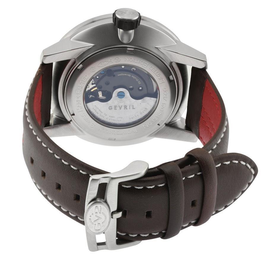 GV2 Motorcycle Mens Silver Dial Black Calfskin Leather Watch
