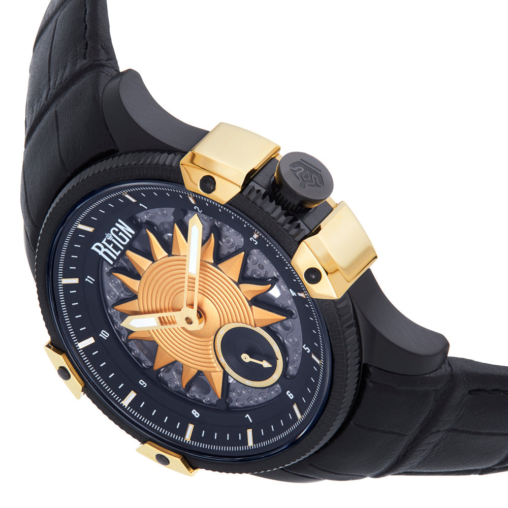 Solstice Automatic Semi-Skeleton Watch - Black/Gold