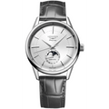 Longines Flagship Heritage Moonphase Automatic Silver Dial Grey Leather Strap Men's Watch L4.815.4.72.2