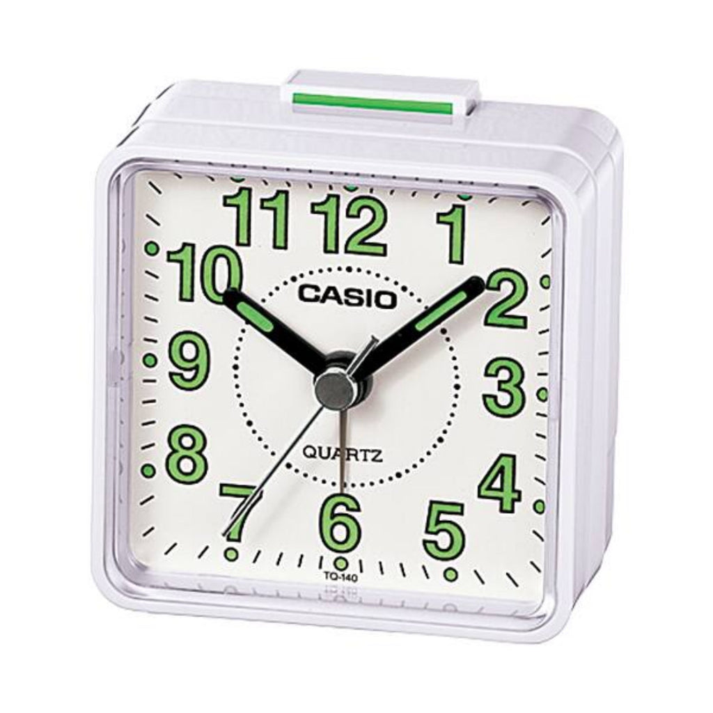 Casio Analog Travel Alarm Clock White Dial Compact - TQ-140-7D