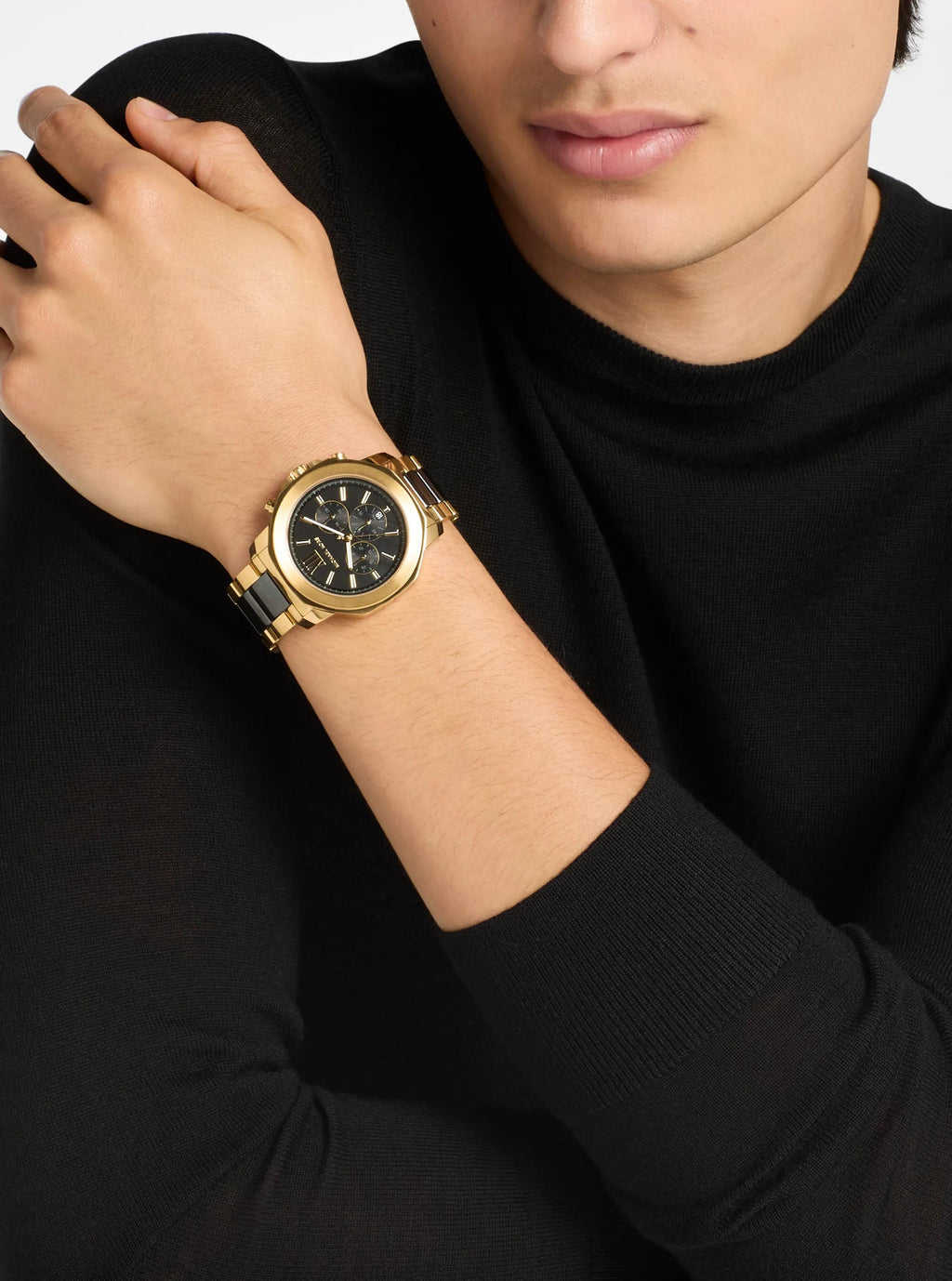 Oversized Prescott Gold-Tone and Ceramic Watch
