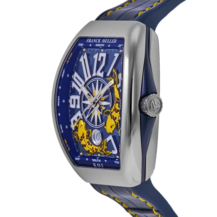 Franck Muller Vanguard Limited Edition 41mm Yachting Koi Blue Dial Rubber & Leather Strap Men's Watch V 41 YT SC DT JA AC BL