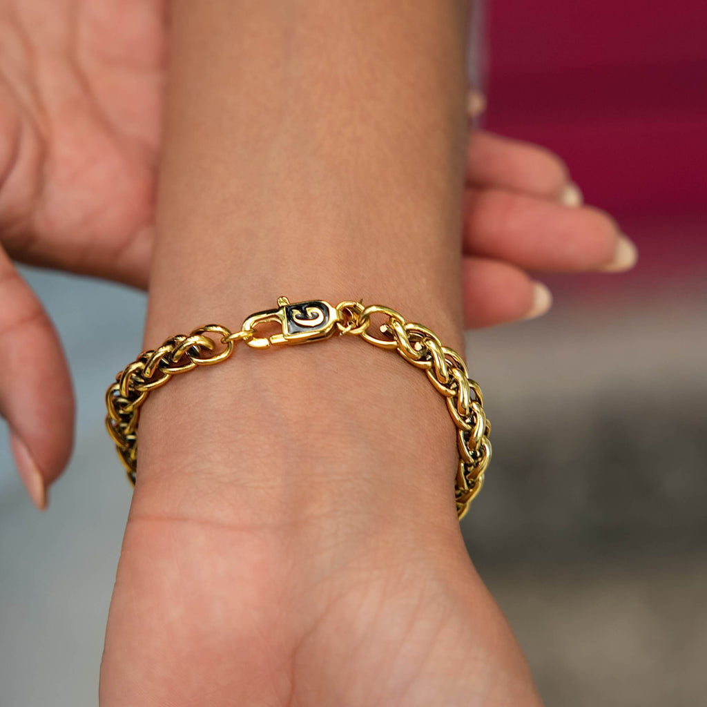 Palm Chain Bracelet in Yellow Gold- 6mm