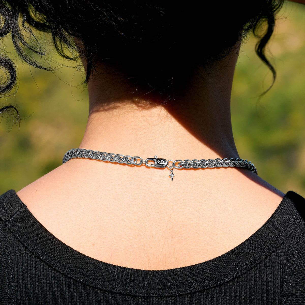 Palm Chain Necklace in White Gold- 6mm