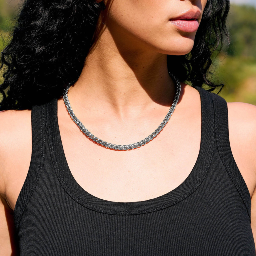 Palm Chain Necklace in White Gold- 6mm