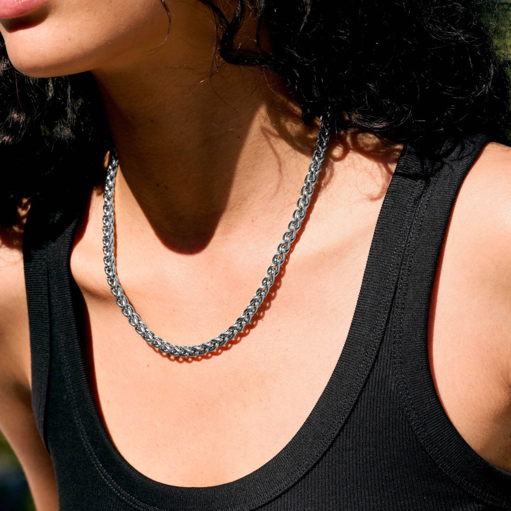 Palm Chain Necklace in White Gold- 6mm