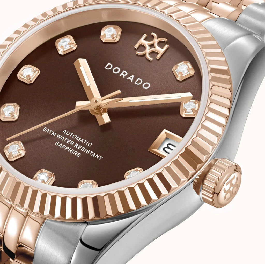 DORADO Rose Two Tone Timeless Watch - Chocolate