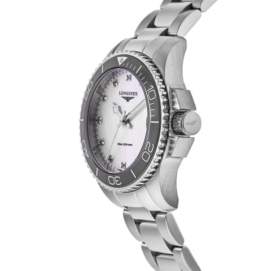 Longines HydroConquest Quartz Mother of Pearl Diamond Dial Steel Women's Watch L3.370.4.87.6