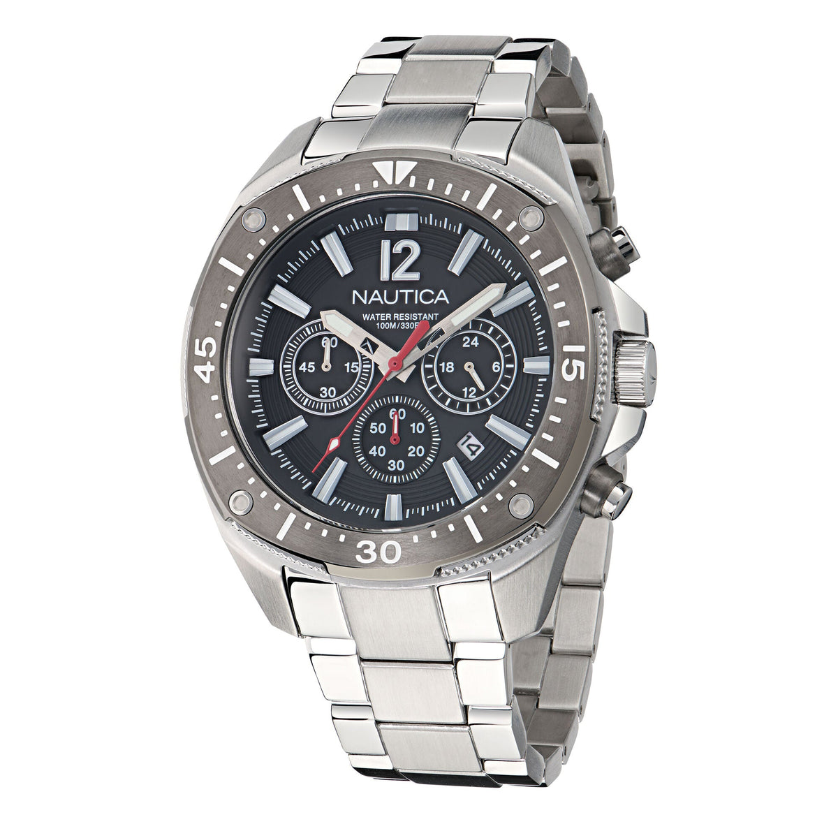 Nautica Mens Nct Blue Sail Chronograph Stainless Steel Watch