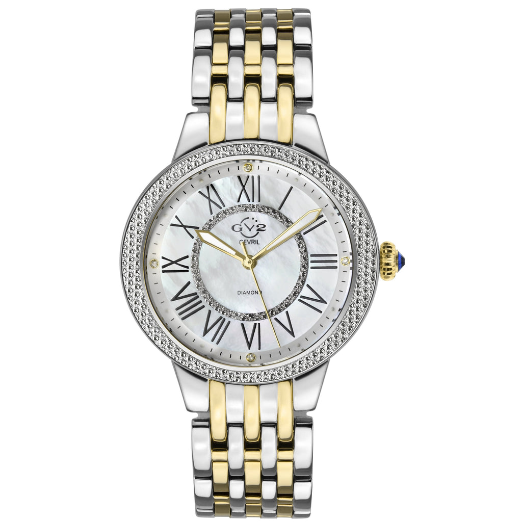 GV2 Astor II Women's Watch White Mother of Pearl Dial Two-Tone Yellow Gold Bracelet